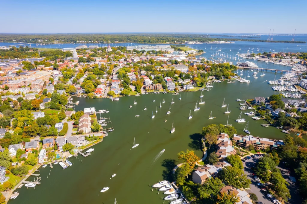 Aerial View of Annapolis Harbor in Maryland